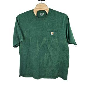 Carhartt Men K87 Green Heavyweight Pocket Short Sleeve Shirt Loose Fit 4XL Flaws